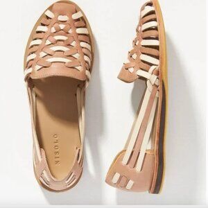Nisolo x Anthropologie Colorblocked Huarache Flats Neutral Motif Size 6 Tan